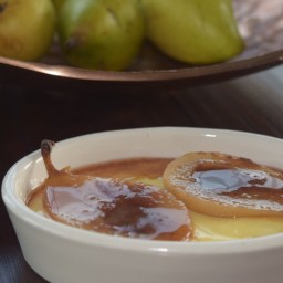 Honey-Spice Poached Pears in Almond Pudding