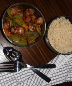 Chicken sausage and peppers