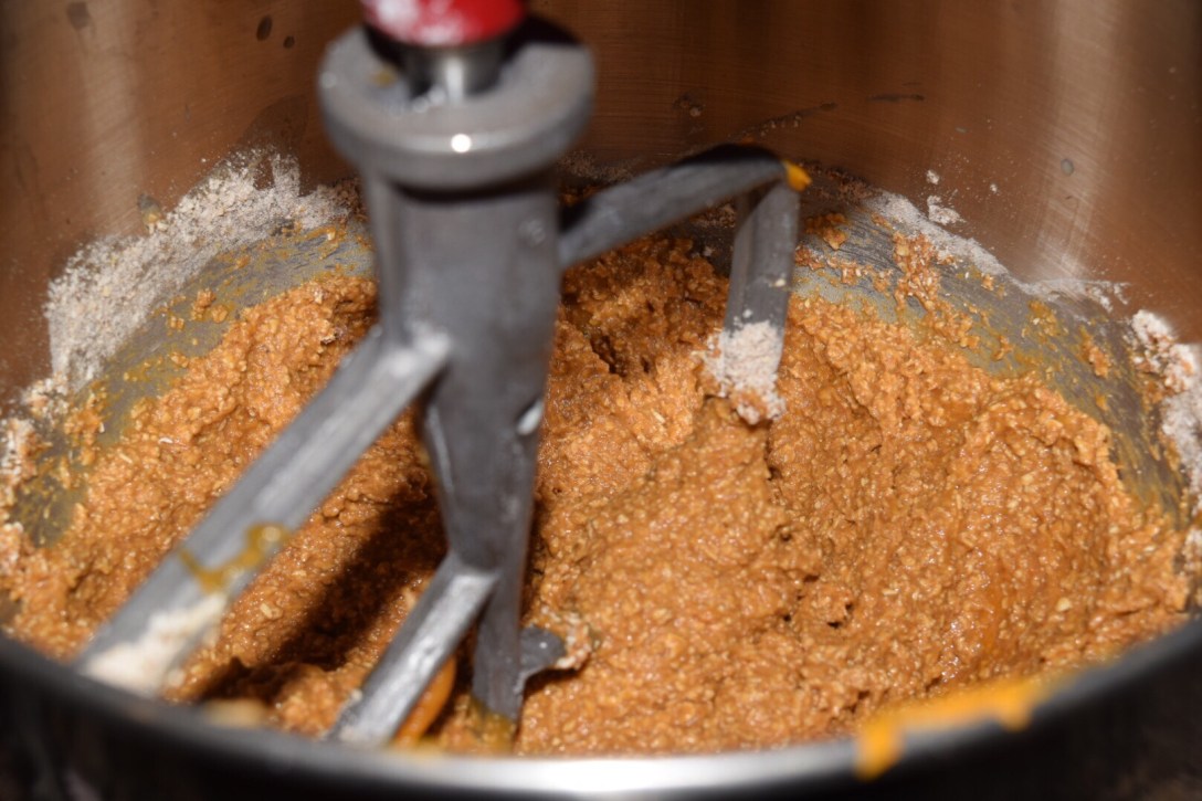 Mixing the bread in a stand mixer