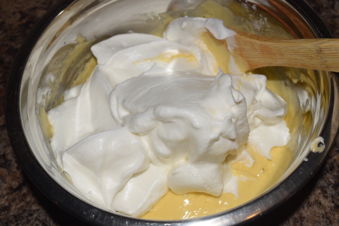 Folding in the stiffed egg whites